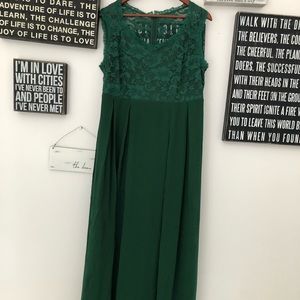 Plus Size Green Lace Maxi Dress